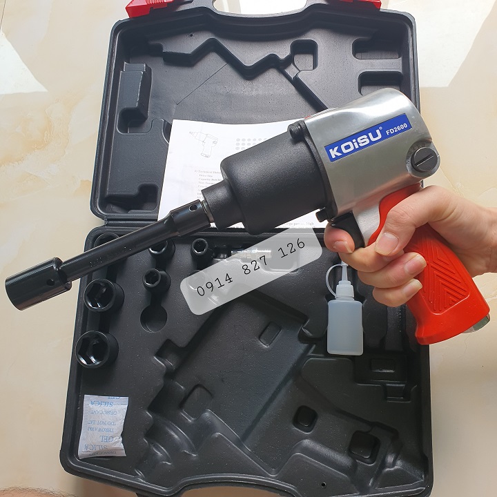 Bộ máy bắn bulong KOISU Nhật Bản 2 búa 1/2 inch kèm khẩu và tay nối, lực siết 680 Nm phfu hợp sửa xe máy, ô tô con, bảo hành 6 tháng, Máy vặn ốc khí nén, May van oc, May siet oc