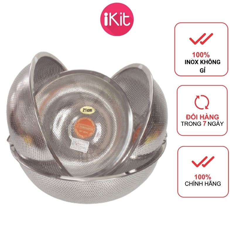 Rổ inox đa năng cao cấp. bộ 4 rổ inox không gỉ, rất chắc chắn và tiện dụng. gồm 4 rổ 21, 24, 27, 30
