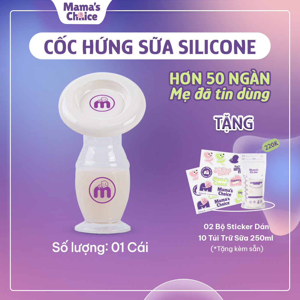 Cốc Hứng Sữa Mama’s Choice, Hút Sữa Rảnh Tay, Chất Liệu Silicone Cao Cấp, Chứng Nhận An Toàn FDA