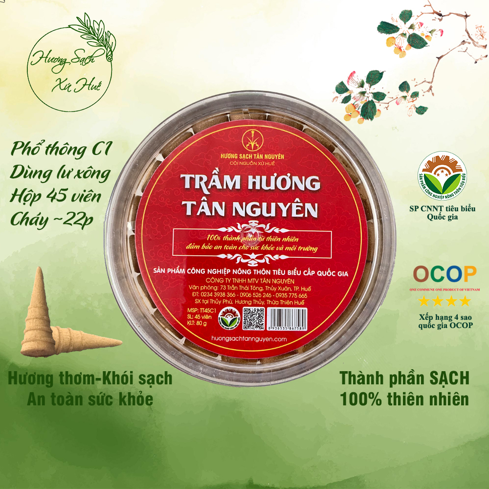 Nụ trầm hương Tân Nguyên, trầm hương xông nhà, nụ trầm cao cấp hộp 45 viên mùi thơm tự nhiên an toàn TT45C1, TT45C2