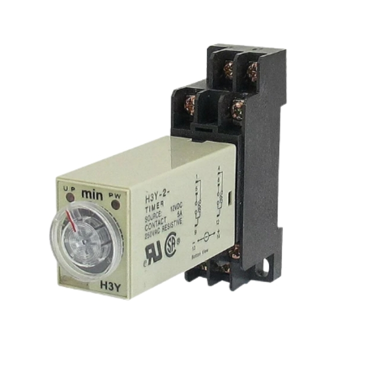 Timer hẹn giờ H3Y-2 relay mini điện áp 12VDC thời gian, công tắc hẹn giờ 8 chân tặng kèm chân đế PYF08A