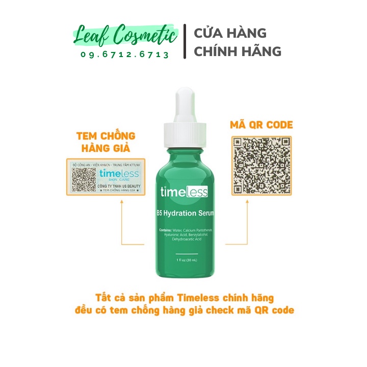 [ Hàng Công Ty ] Tinh Chất Timeless Vitamin B5 + Hyaluronic Acid 30ML | Serum B5 Timeless