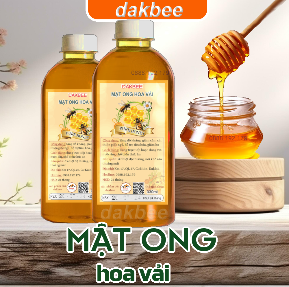 330ml mật ong rừng hoa vải nguyên chất [dakbee]