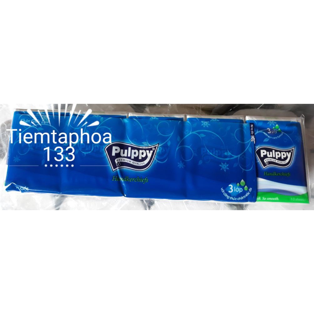 Lốc 10 gói nhỏ Giấy Pulppy bỏ túi 10 tờ 3 lớp