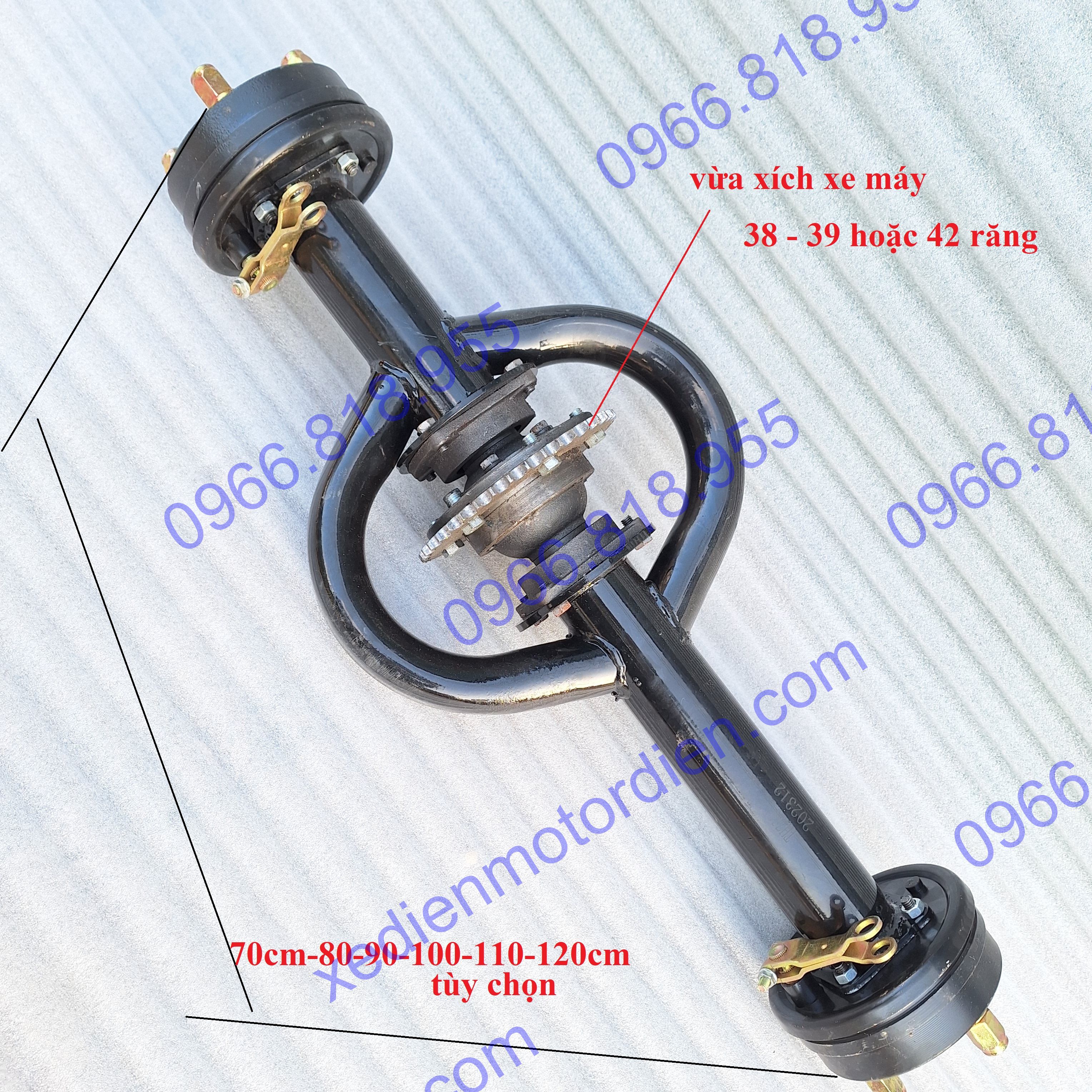 Trục cầu - cầu xích xe 3 4 bánh chạy visai xích - cầu visai xích - cầu xích