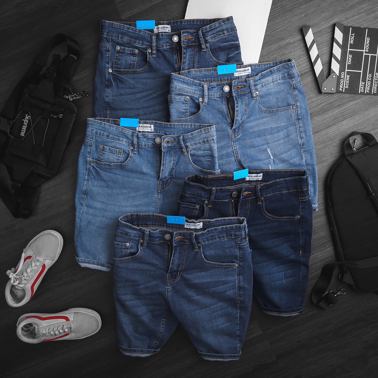 Quần short nam pull & bear form Slim trẻ trung cho nam