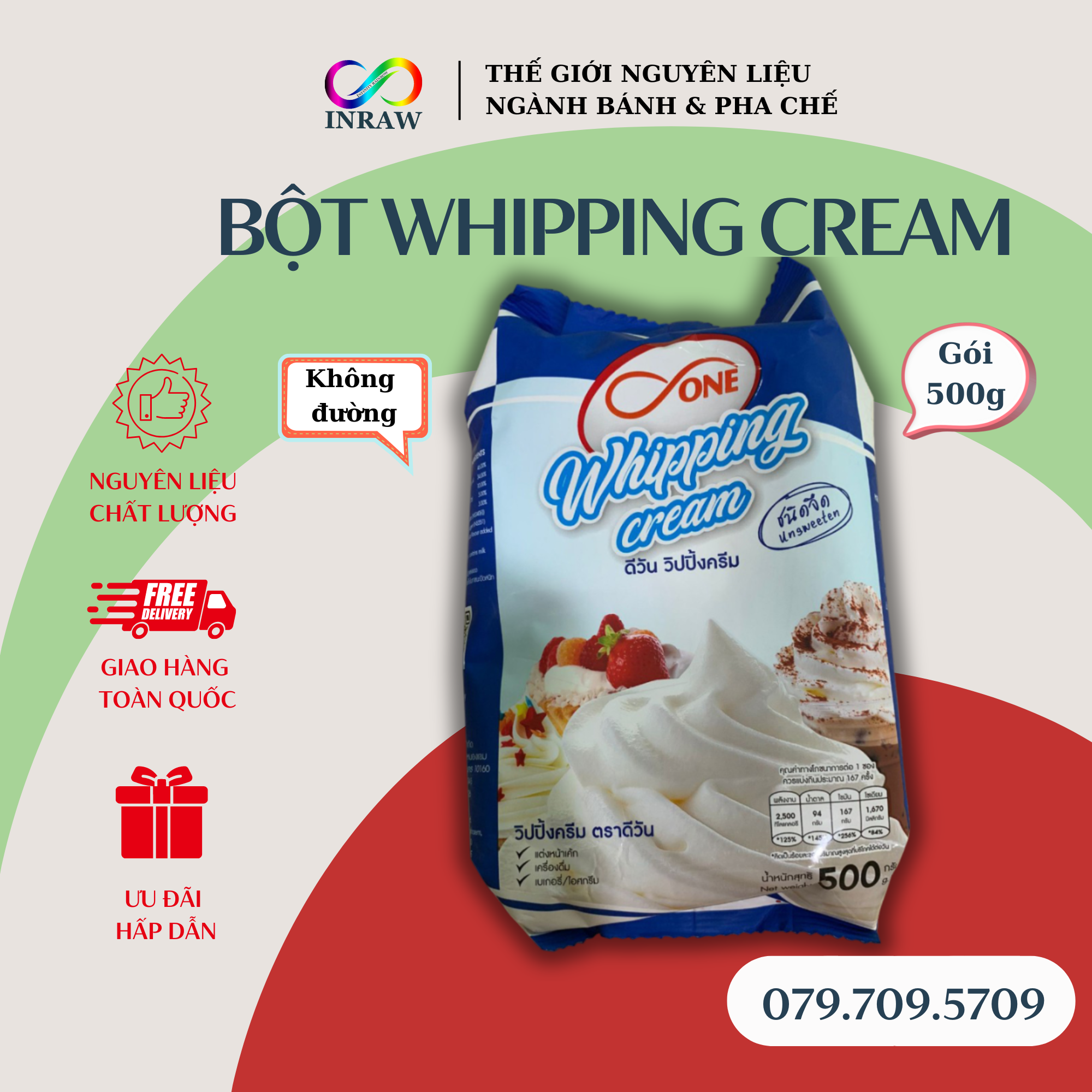Bột Whipping Cream Thái Lan 500gr (Không Đường)