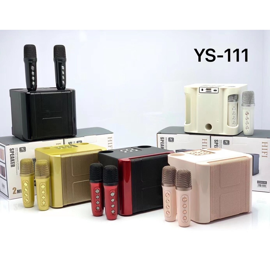 Loa karaoke YS-111 kèm 2 micro không dây chất lượng cao ,Loa kẹo kéo,Loa karaoke mini ,loa công suất lớn,Loa bluetooth, Loa karaoke xách Tay