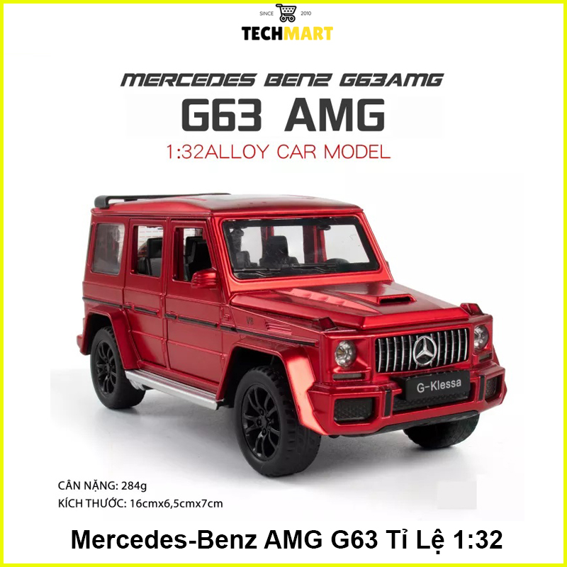 Xe mô hình trưng bày Mercedes-Benz AMG G63 tỉ lệ 1:32 hãng Chezhi khung kim loại, 3 màu Đen, Đỏ, Trắng