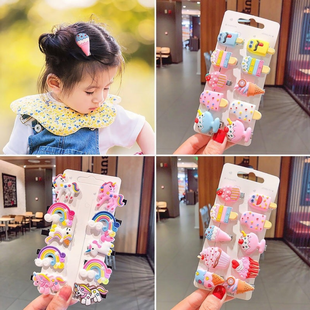 Set 10 kẹp tóc cho bé gái nhiều màu đáng yêu kt10