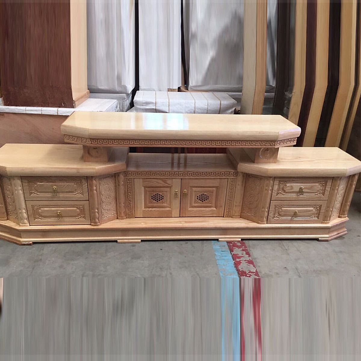 [Trả góp 0%] Kệ tivi tân cổ điển gỗ sồi nga 2m hàng chuẩn cao cấp thích thợp cho mọi gia đình