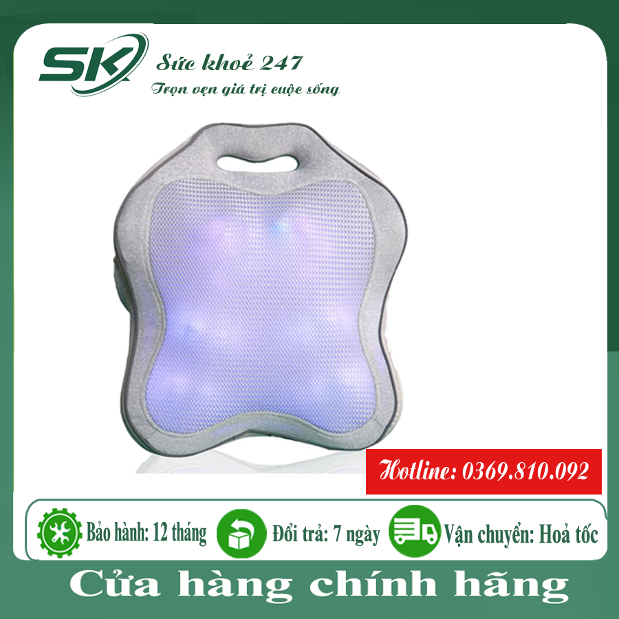 Máy massage lưng cổ vai gáy hồng ngoại máy mát xa hồng ngoại 4D Các con lăn 4D mát xa tác động lên các vị trí trên lưng cột sống giúp thư giãn hỗ trợ làm giảm đau nhức nhanh chóng và