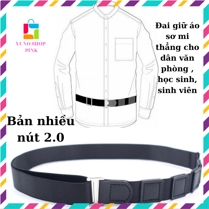 Đai cố định chống nhăn áo sơ mi, giữ sơ mi thẳng YUNO shop phiên bản 2.0(nhiều nút màu đen)