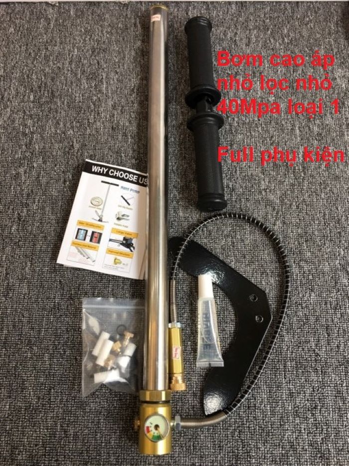 Bơm tay cao áp inox nhỏ lọc ẩm nhỏ cao cấp loại 1 - 40Mpa tiện lợi - bơm cao áp, bơm áp suất, ti bơm, vòi bơm, ống bơm, dầu bơm