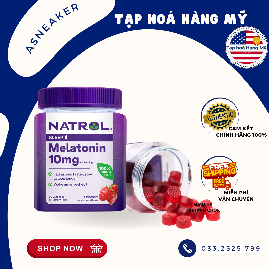 [HÀNG MỸ] Kẹo ngủ Natrol Melatonin Gummies, Kẹo hỗ trợ giấc ngủ ( 90,180 viên )- tách lẻ