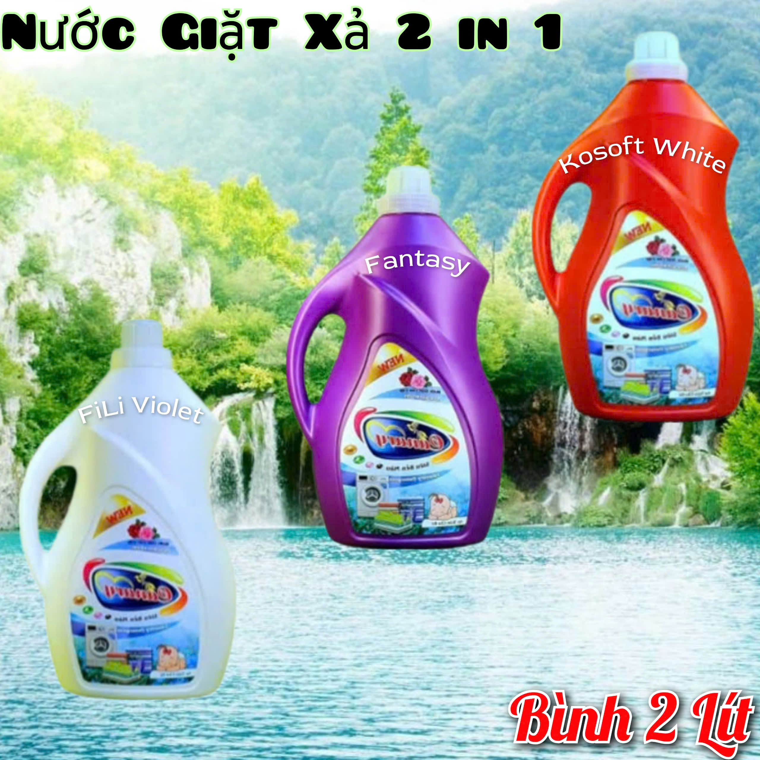  Nước giặt xả 2 trong 1 Cao Cấp Siêu Bền màu  Hương thơm dịu Phù hợp cả giặt máy và giặt tay 