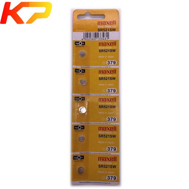 Bộ 5 pin đồng hồ sr521sw sr521 379 maxell made in japan