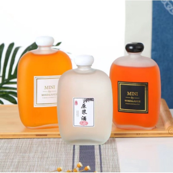 Combo 4 chai Thủy Tinh Dẹp Nắp Nhựa màu đen | Tùy Chọn Dung Tích