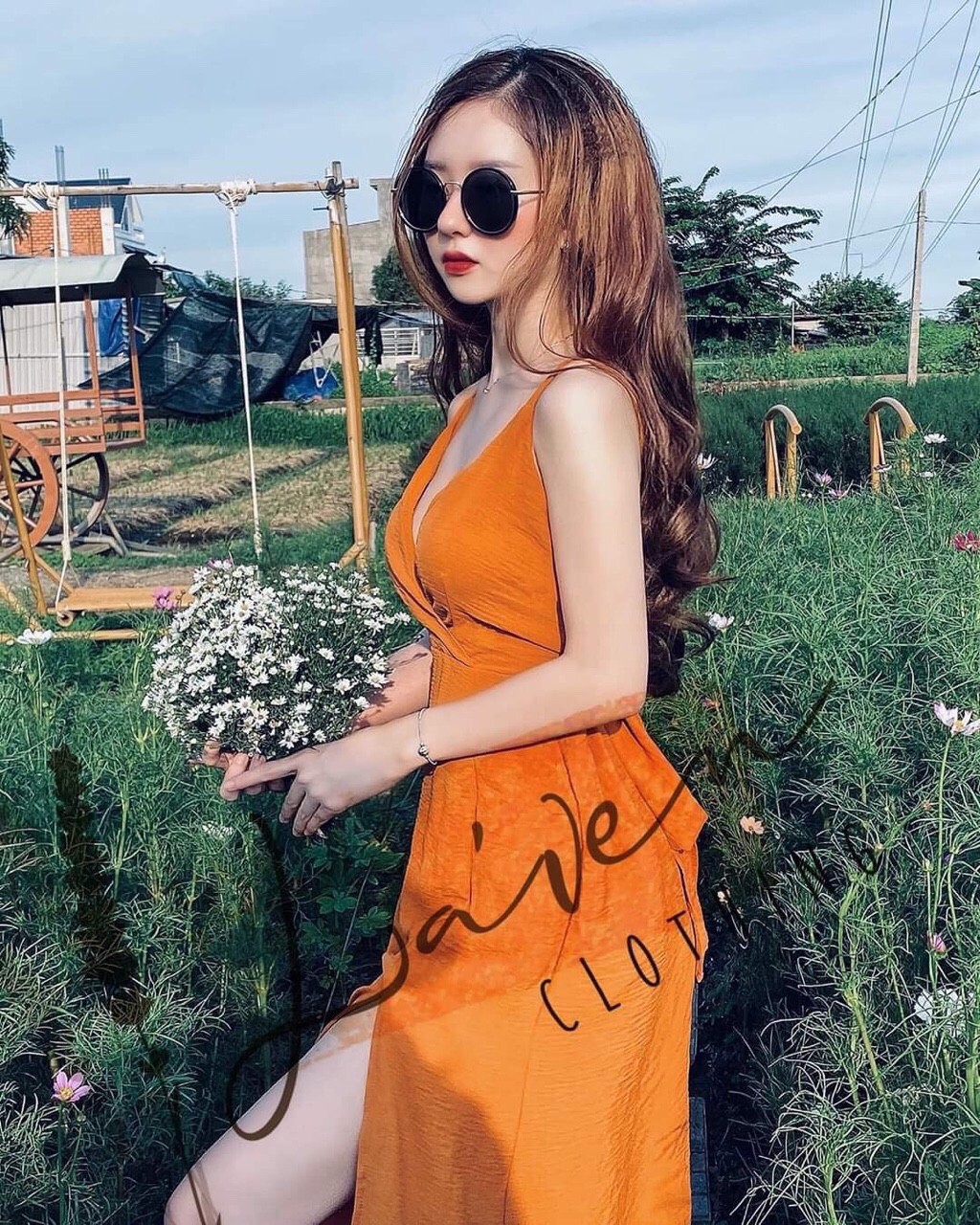 Maxi cột nơ lưng quá đẹp chất liệu đũi cao cấp có mút ngực thích hợp đi chơi dạo biển