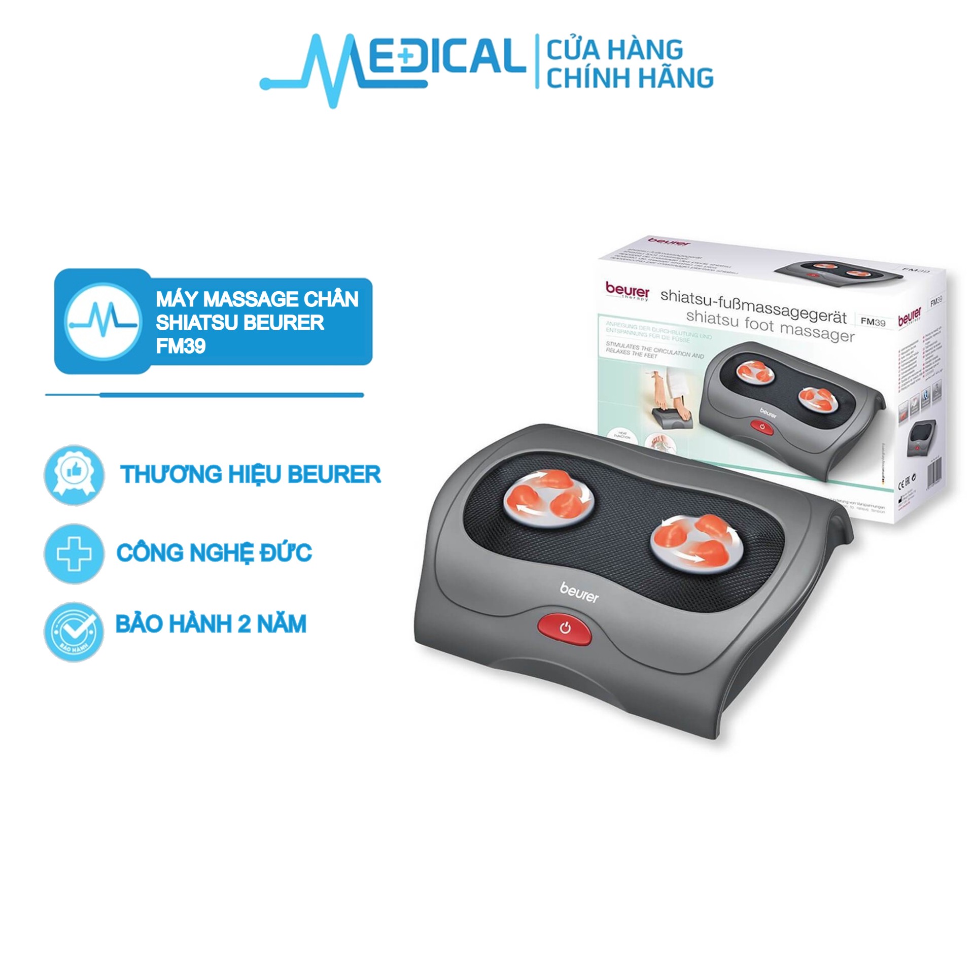 Máy massage chân shiatsu beurer fm39 kích thích tuần hoàn và thư giãn chân - medical