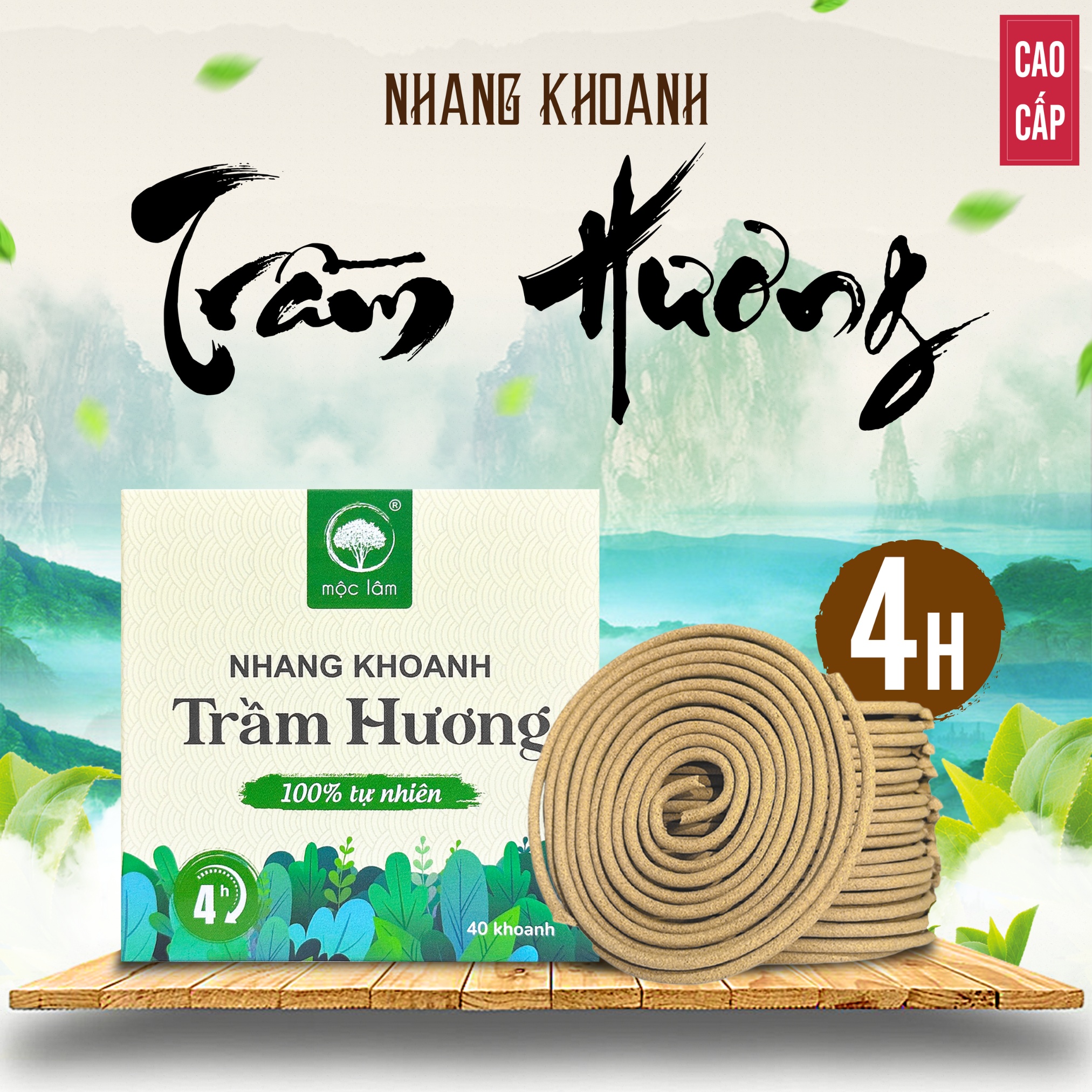 Nhang khoanh trầm hương 4 giờ 40 khoanh mộc lâm nhang trầm vòng tự nhiên trầm xông nhà thư giãn