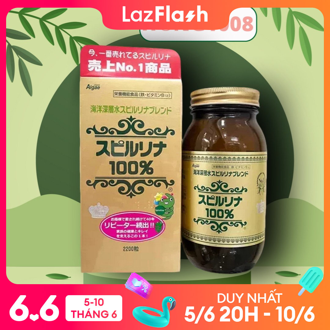 Tảo Biển Xoắn Spirulina Nhật Bản Hộp 2200 Viên tảo biển xoắn spirulina tốt cho sức khỏe - Shop Hong1008