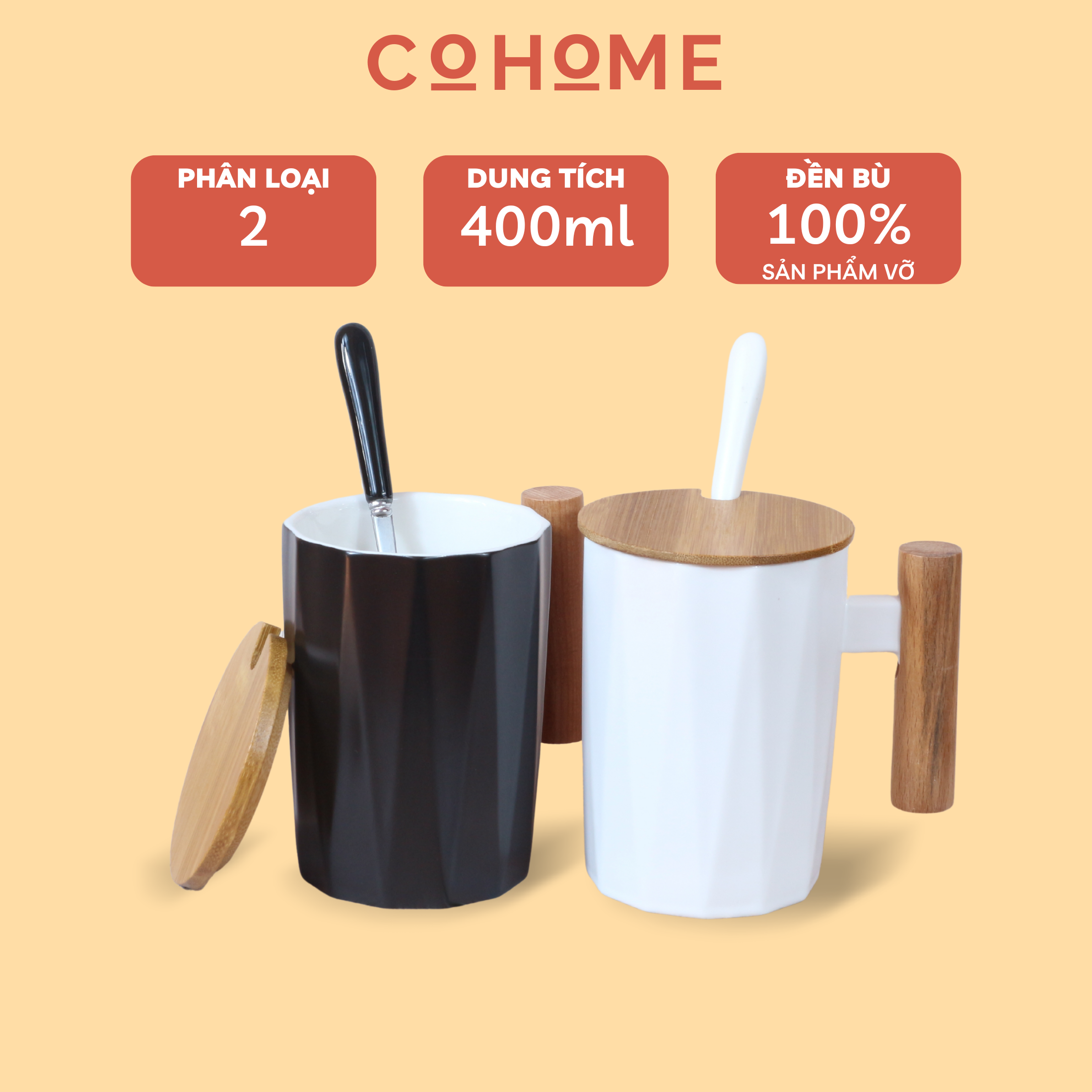Cốc uống nước, cafe cao cấp 400ml họa tiết sọc chéo, ly sứ phong cách sang trọng