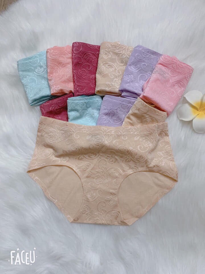 Quần lót chip bikini su hoa gấm với họa tiết hoa nổi siêu xinh DL06