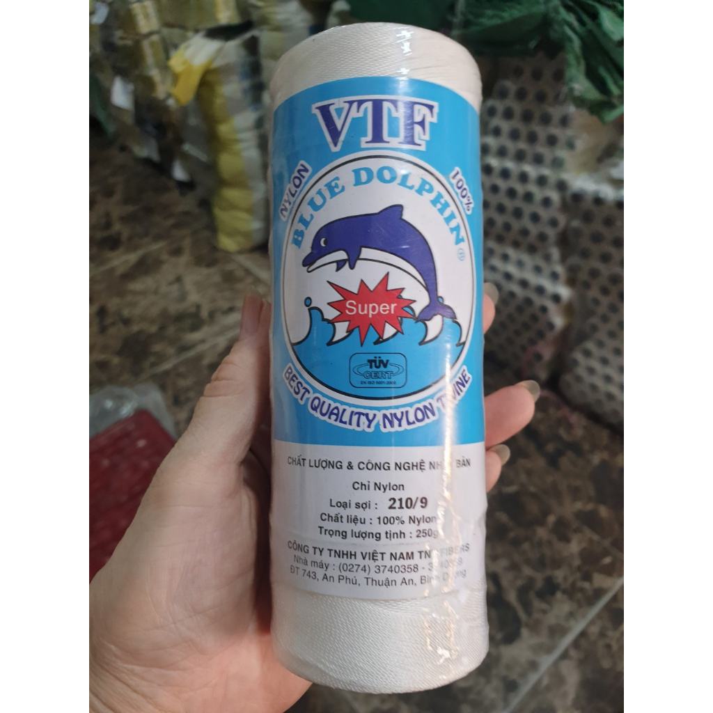 Chỉ vtf (250g, nhiều số) - 1 cuộn chỉ nylon (đan lưới, khâu lưới, vá lưới, đan chài, dây dù thả diều blue dolphin,...)