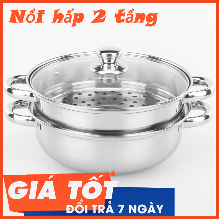 Nồi hấp - Nồi lẩu - Nồi hấp 2 tầng bằng inox cao cấp Hot Pot