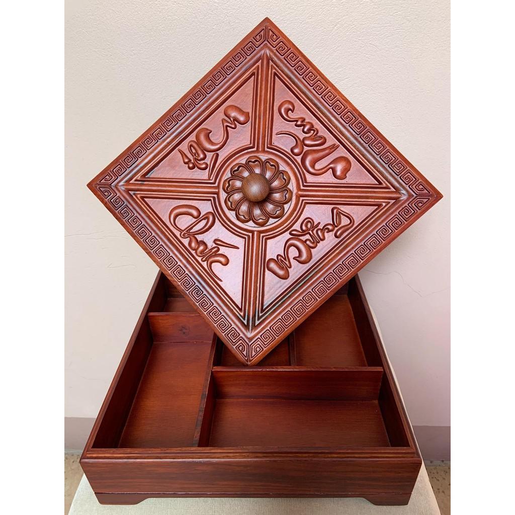 Hộp đựng bánh Kẹo bằng Gỗ Hương Cao Cấp trạm Chúc mừng năm mới --- tăng thêm độ sang trọng cho ngôi nhà - Khay đựng mứt tết