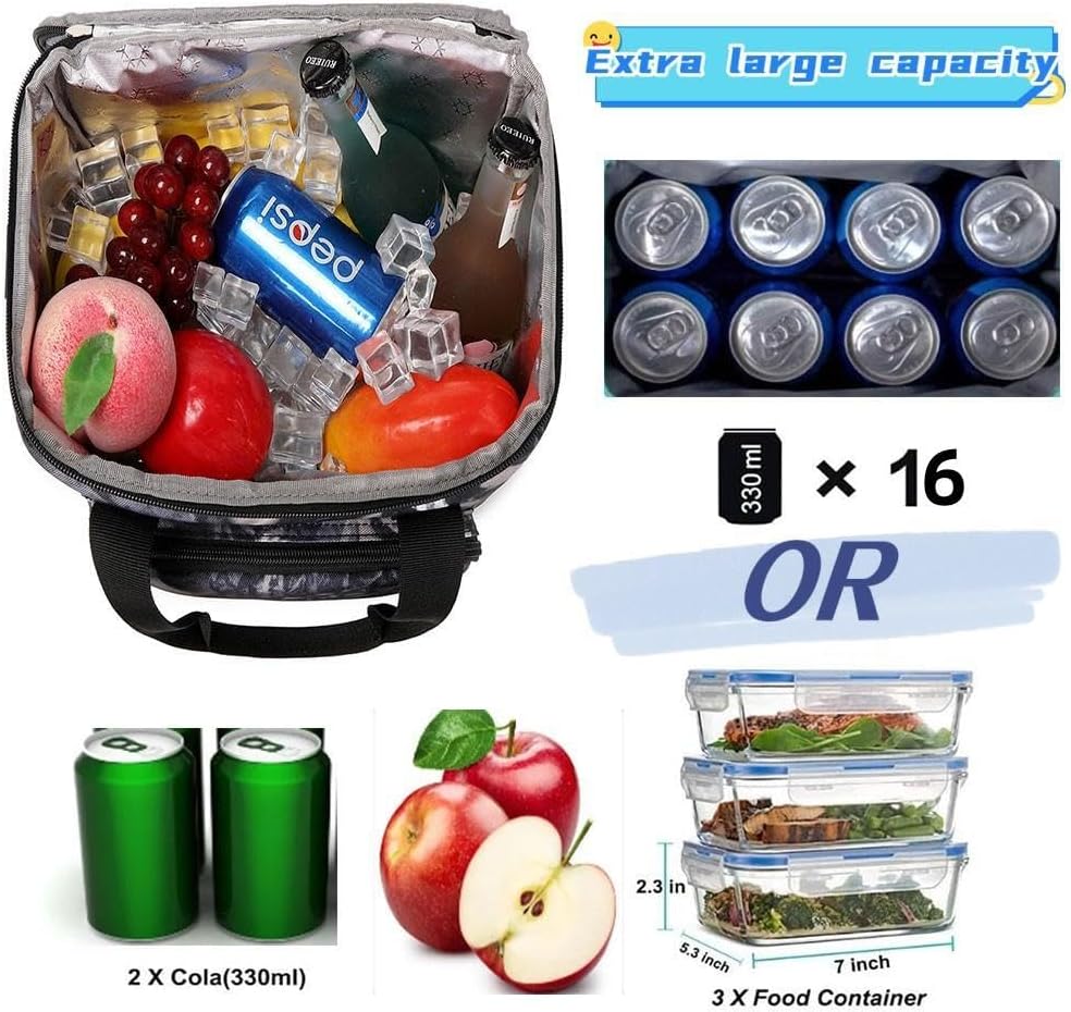 Insulated Lunch Bag, Large Lunch Cooler, Unisex Lunch For Work, Picnic, Camping And Traveling (Black -1)
