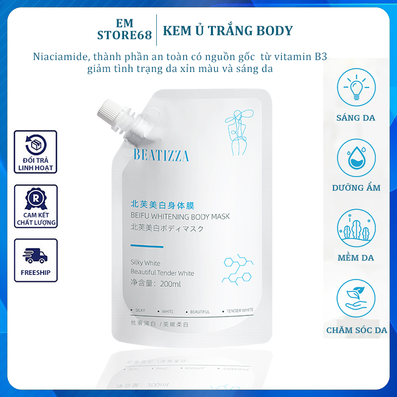 Kem tắm trắng ủ trắng body tắm trắng toàn thân BEATIZZA kem body trắng da mặt nạ body dưỡng trắng da toàn thân