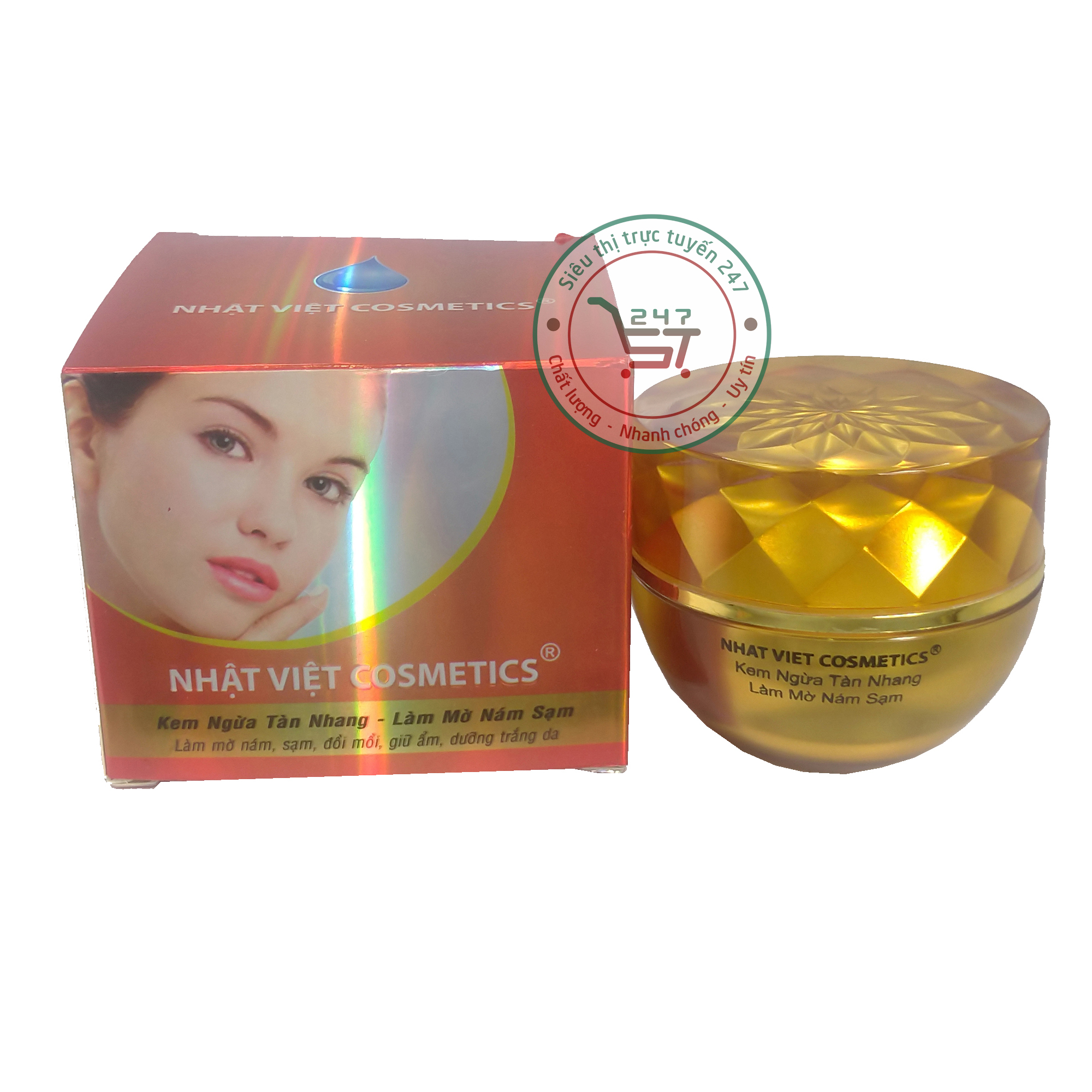 Kem Nám Tàn nhang dưỡng Trắng da mặt ngừa Lão hóa mờ Sạm Trà xanh Cám gạo Nhật Việt 20g (Đỏ)