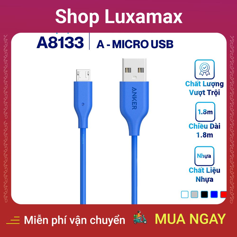 Dây Cáp Sạc Micro USB Anker PowerLine 1.8m - A8133 - Hàng Chính Hãng DTK249958 - Shop Luxamax