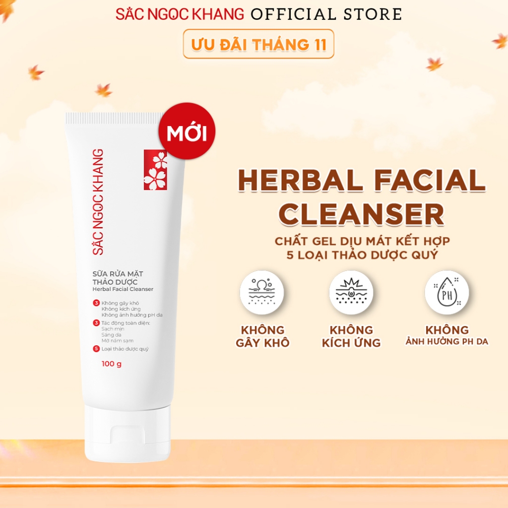 Sữa Rửa Mặt Sắc Ngọc Khang dạng Gel dịu mát + hạt tinh thể vitamin E giúp làm sạch dịu nhẹ & không làm khô da