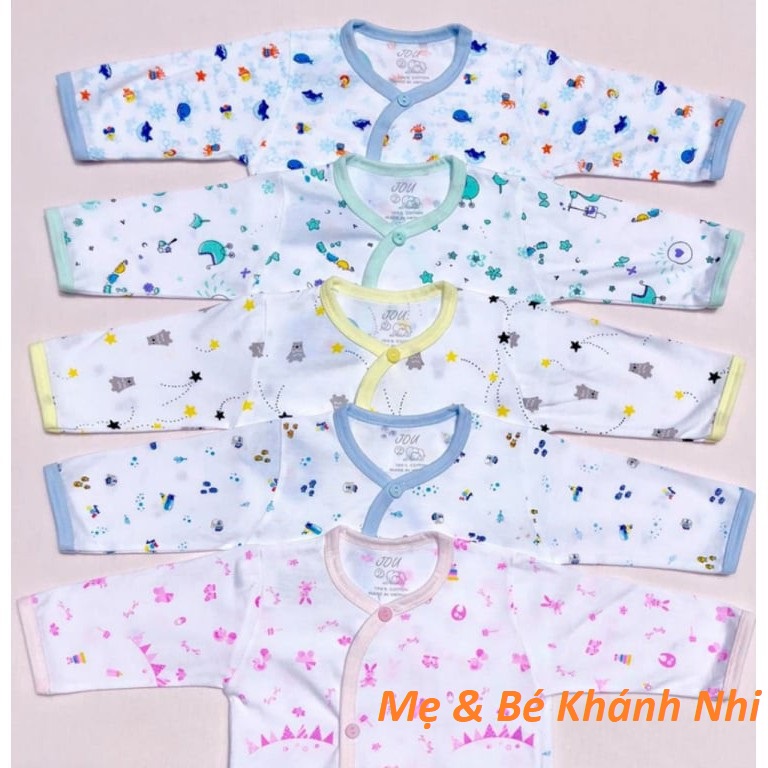 Áo sơ sinh tay dài họa tiết jou cho bé - áo dài tay jou cho bé sơ sinh