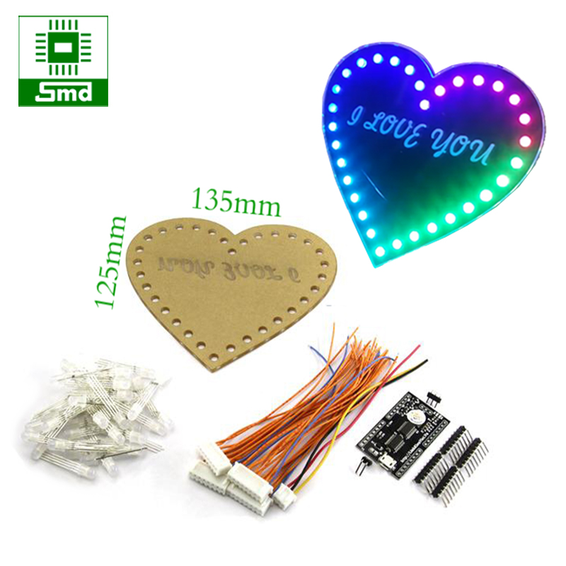 Combo linh kiện led trái tim rgb 32 led v1.0