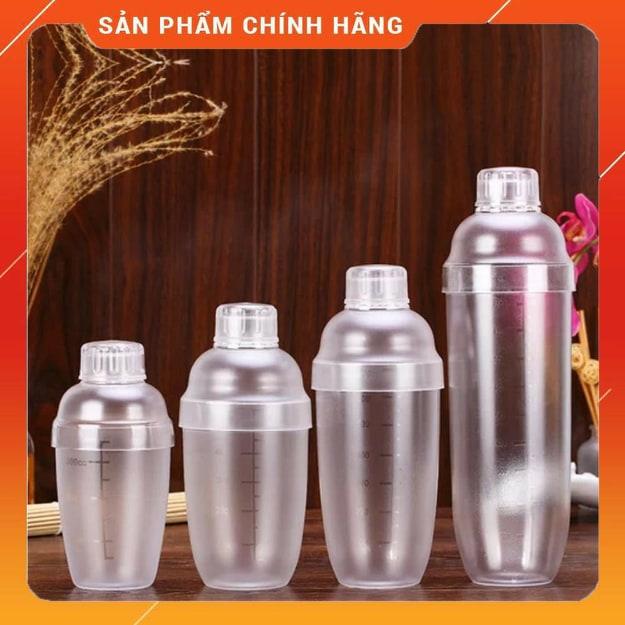 Bình lắc shaker nhựa pha chế có vạch chia đủ size 350ml, 530ml, 700ml và 1000ml