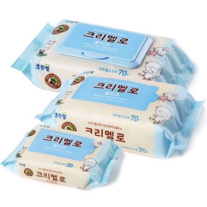 Khăn giấy ướt hàn quốc cao cấp không mùi natural soft wet wipes gói 70 miếng
