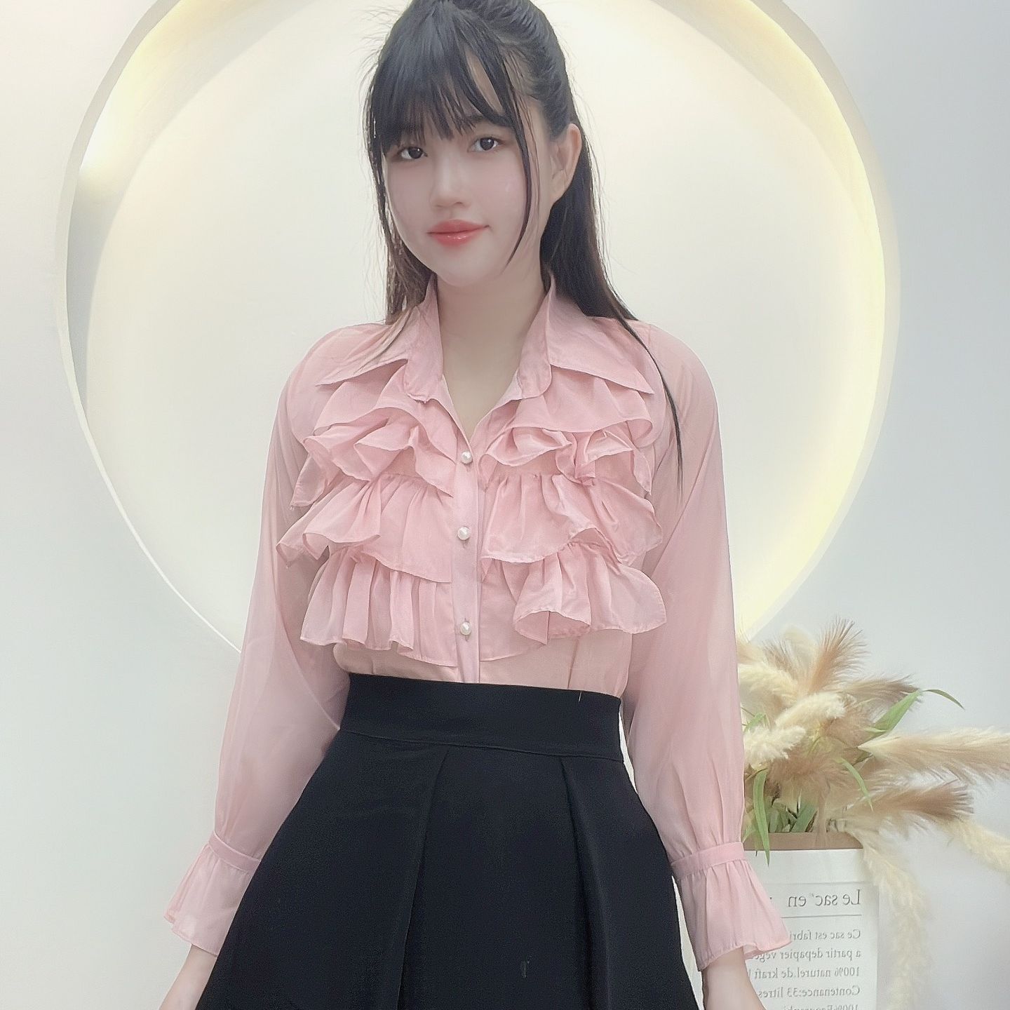 H6 - áo công sở bèo ba tầng kiểu bánh bèo