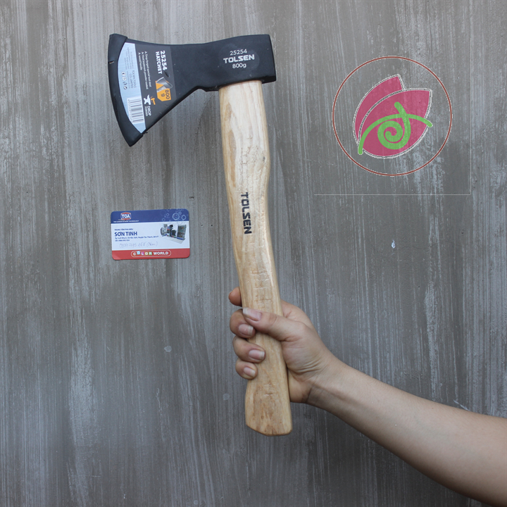 Búa rìu cán gỗ 800g dài 385mm hatchet tolsen 25254