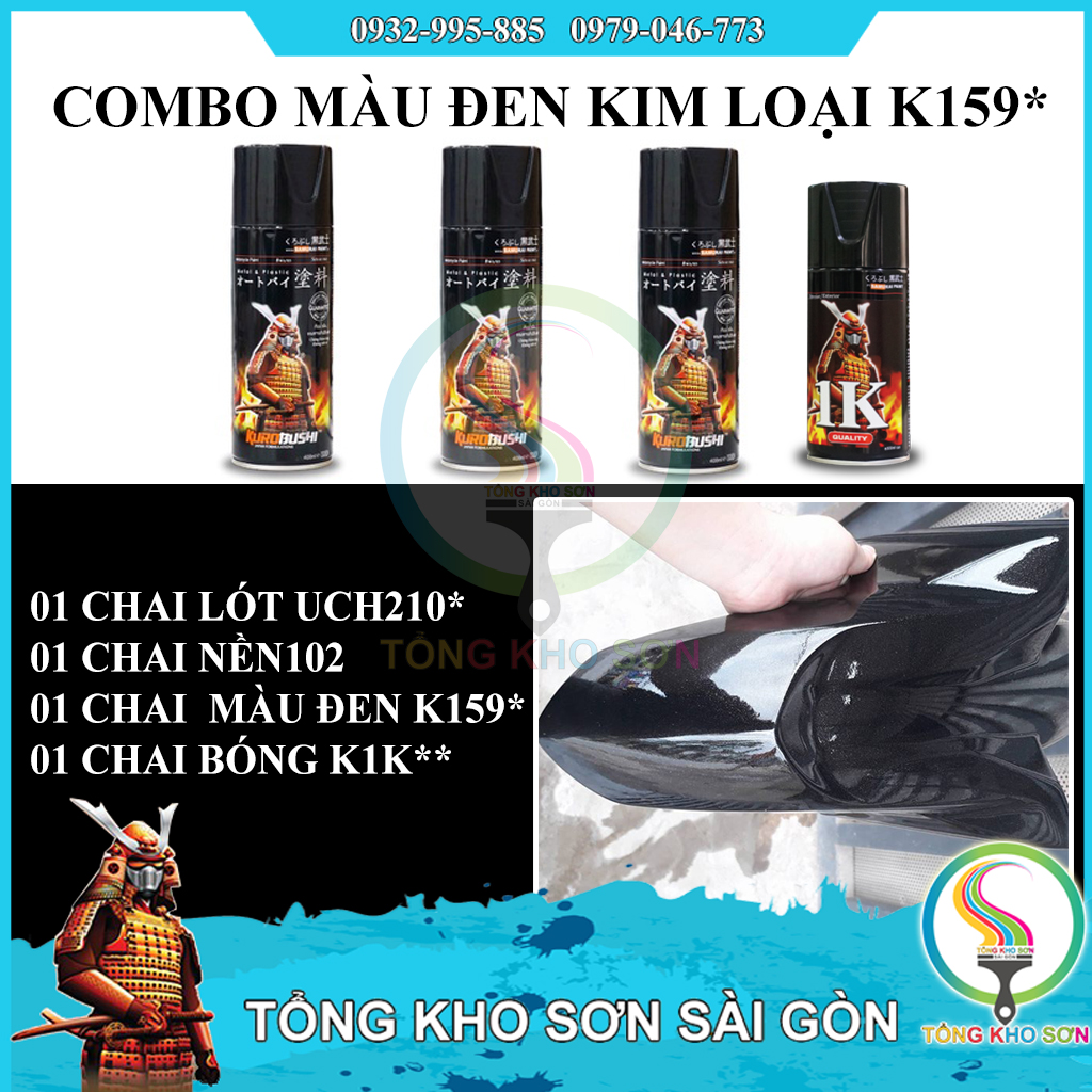 Combo sơn samurai màu đen kim loại K159 - Son samurai