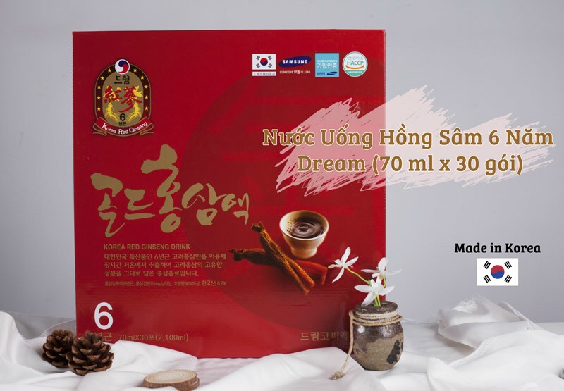 [HCM]Nước hồng sâm DREAM HÀN QUỐC hộp 70ml×30 góiPP Nhân Sâm Ánh Dương