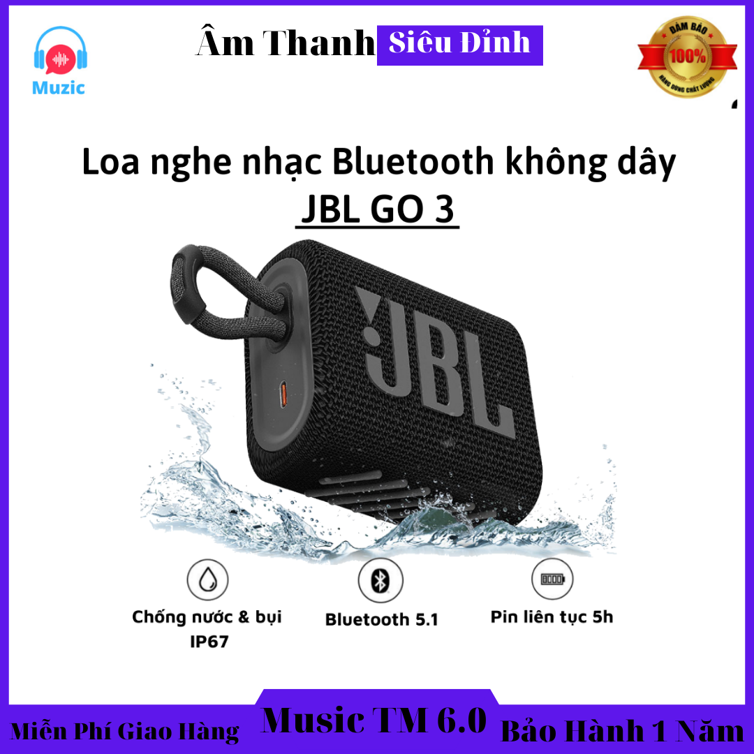 Loa bluetooth jbl go 3 - loa nghe nhạc công suất lớn 42w loa nghe nhạc bluetooth bass mạnh kháng nước và bụi ip67 hệ thống bluetooth 5.1