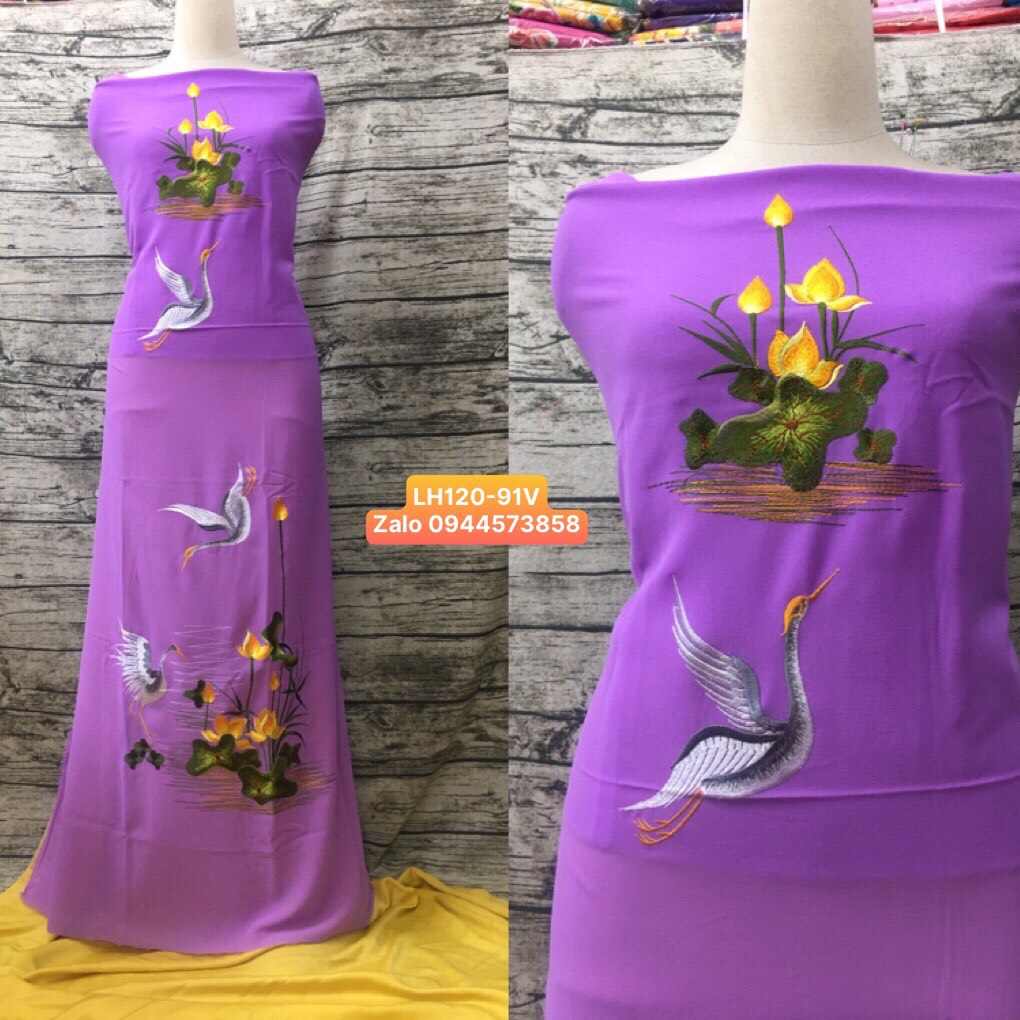 Vải áo dài bông thêu modell LH120