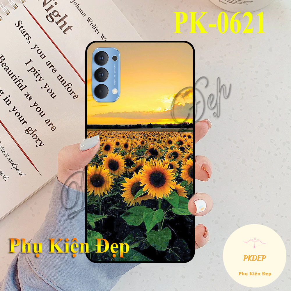 [HCM]Ốp lưng Oppo Reno 4 - Ốp dẻo đen in hình Hoa Hướng Dương