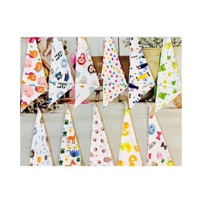 Khăn Yếm Tam Giác Cotton 2 Lớp Cúc Bấm