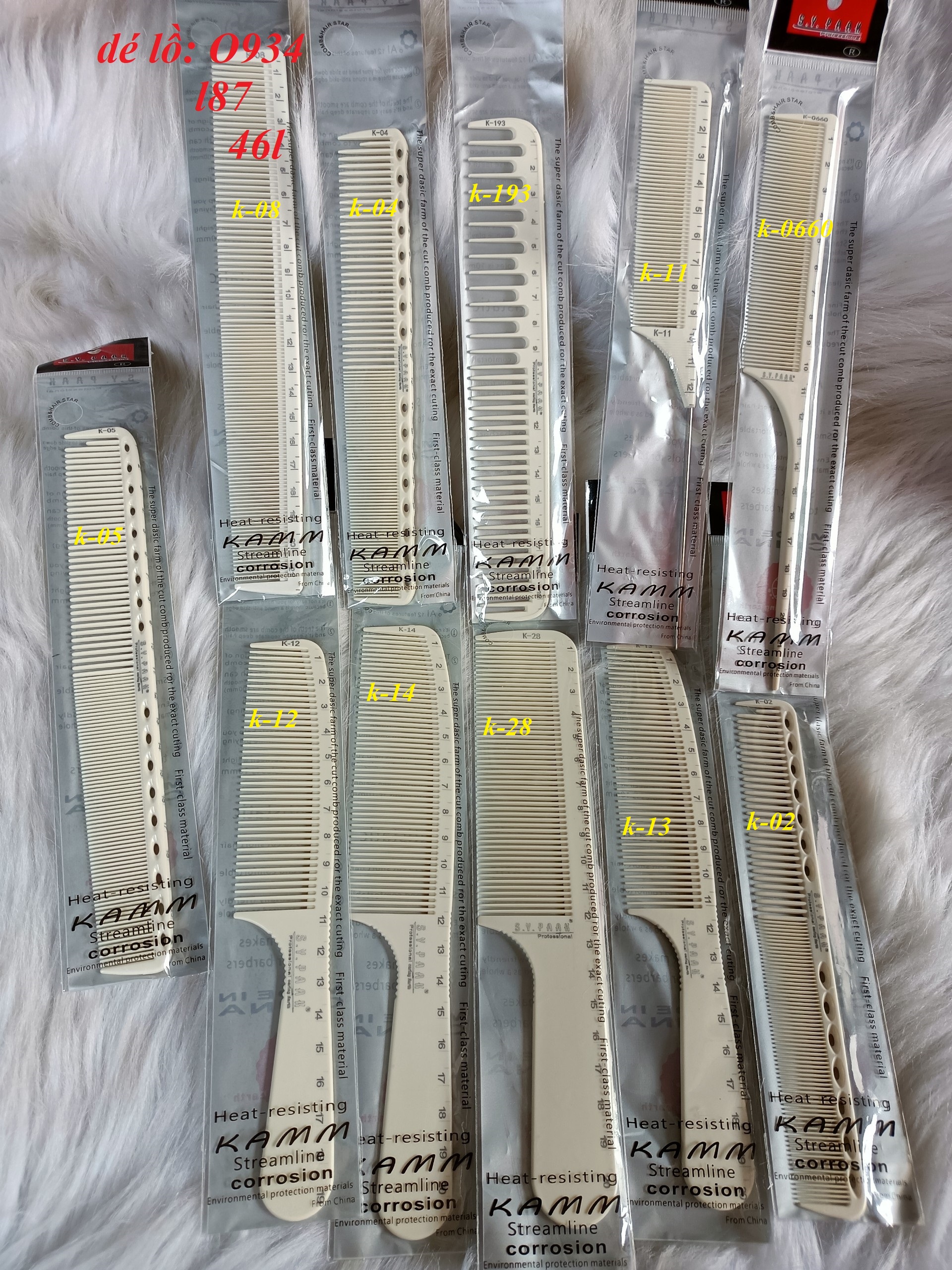 Lược cắt tóc KAMM - có đánh số kích cỡ trên thân lược