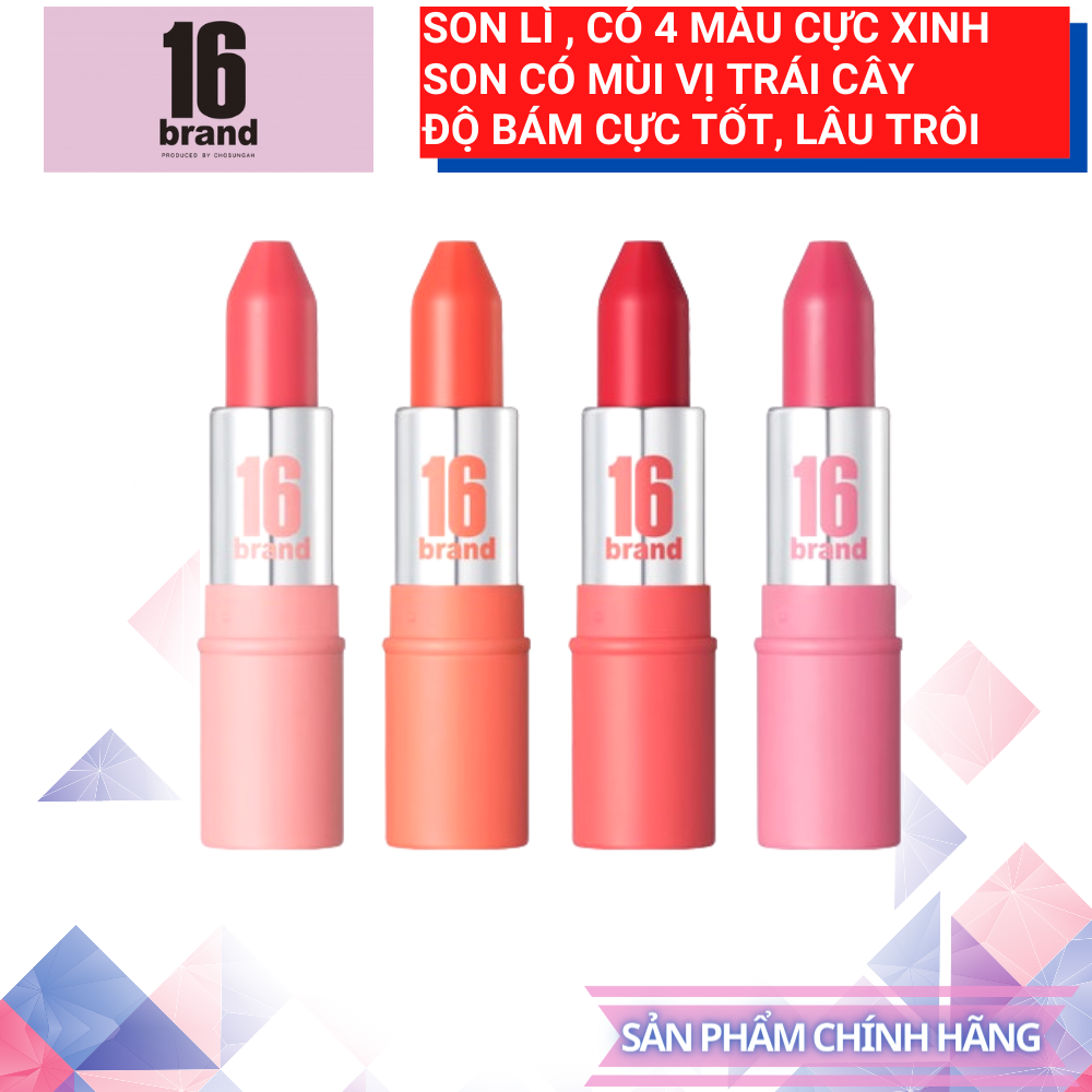 Son lì Sixteen - Ru Fruit Chu Edition (4 Màu) Thỏi son lì vị kẹo trái cây ngọt ngào đôi môi - Hàng xách tay
